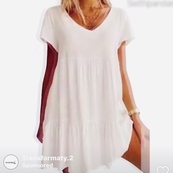 NWT White summer short v-neck Dress, XLG or beach cover! - Picture 5 of 5